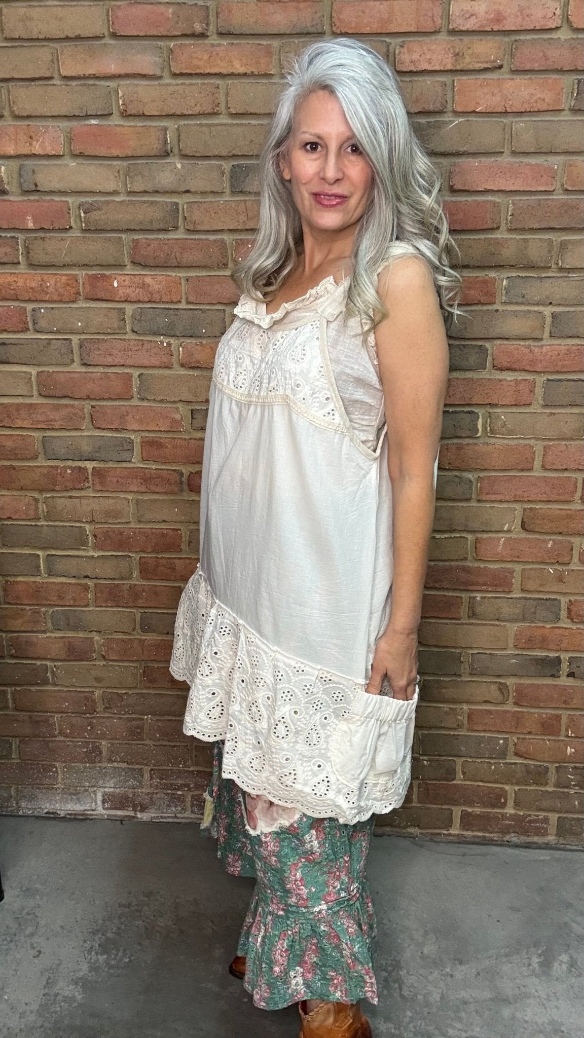 Ivory Pocket Camisole Dress - Vintage Vault Boutique
