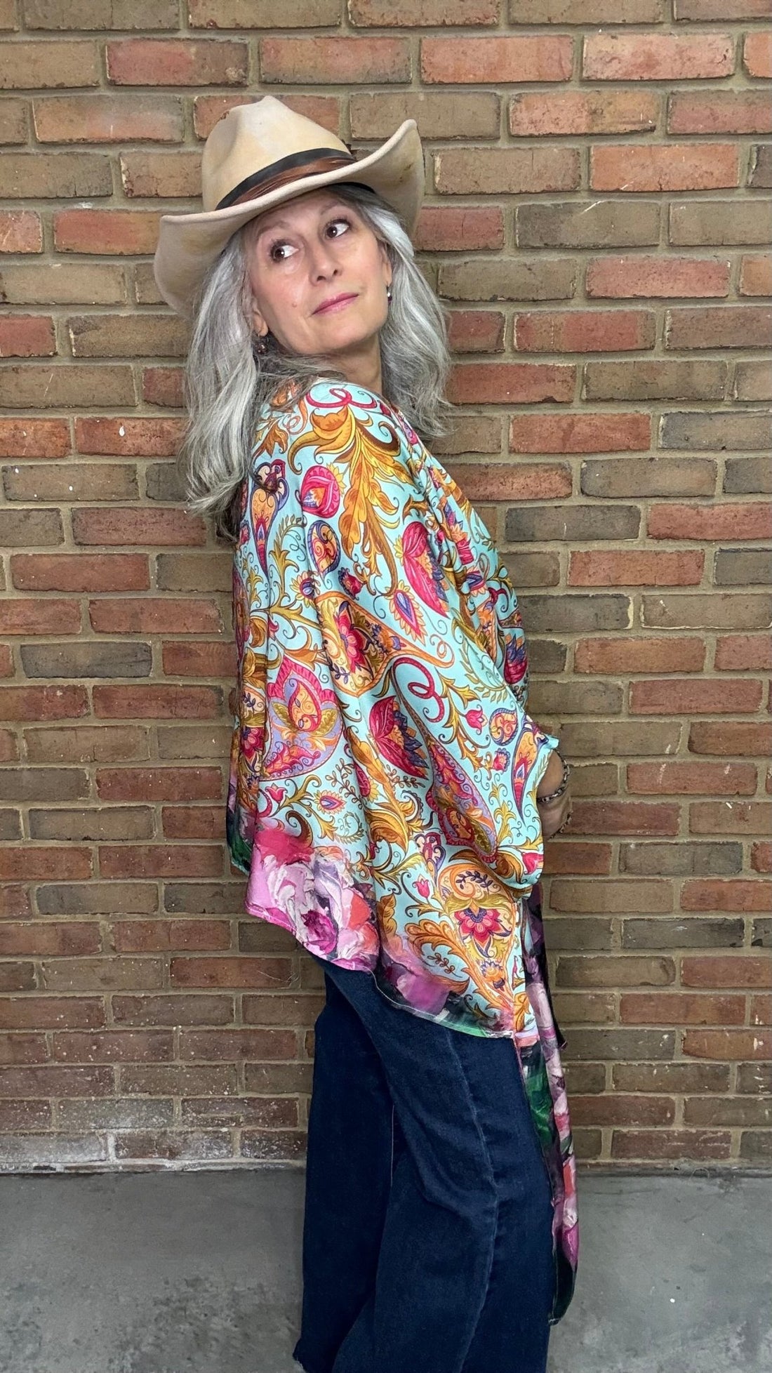 Colorful Paisley Silk Kimono - Vintage Vault Boutique