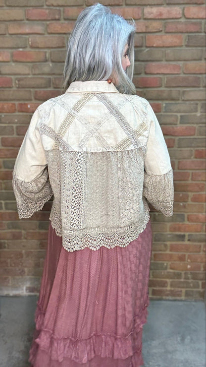 Crochet Lace Bell Sleeve Jacket - Vintage Vault Boutique