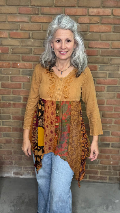 Rustic Bohemian Embroidered Top