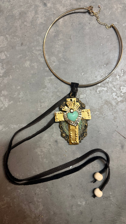 Cross Pendant on Choker Necklace