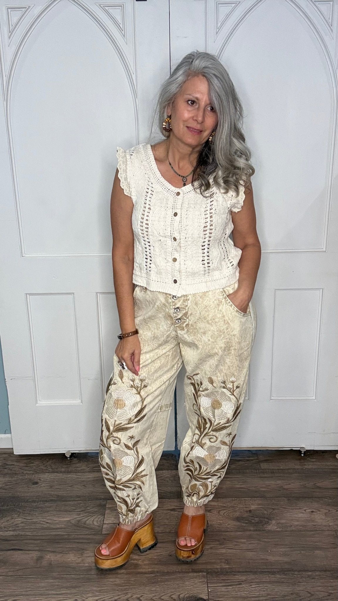 Short Crochet Vest with Buttons - Vintage Vault Boutique