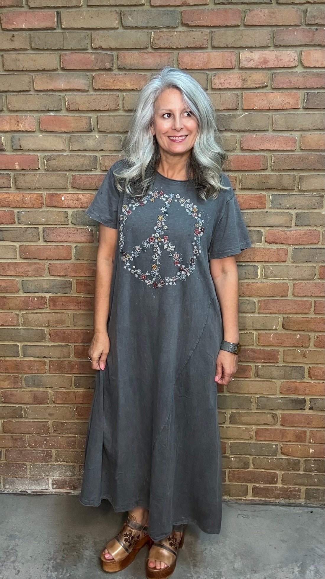 Santana - Embroidery Floral Peace Dress
