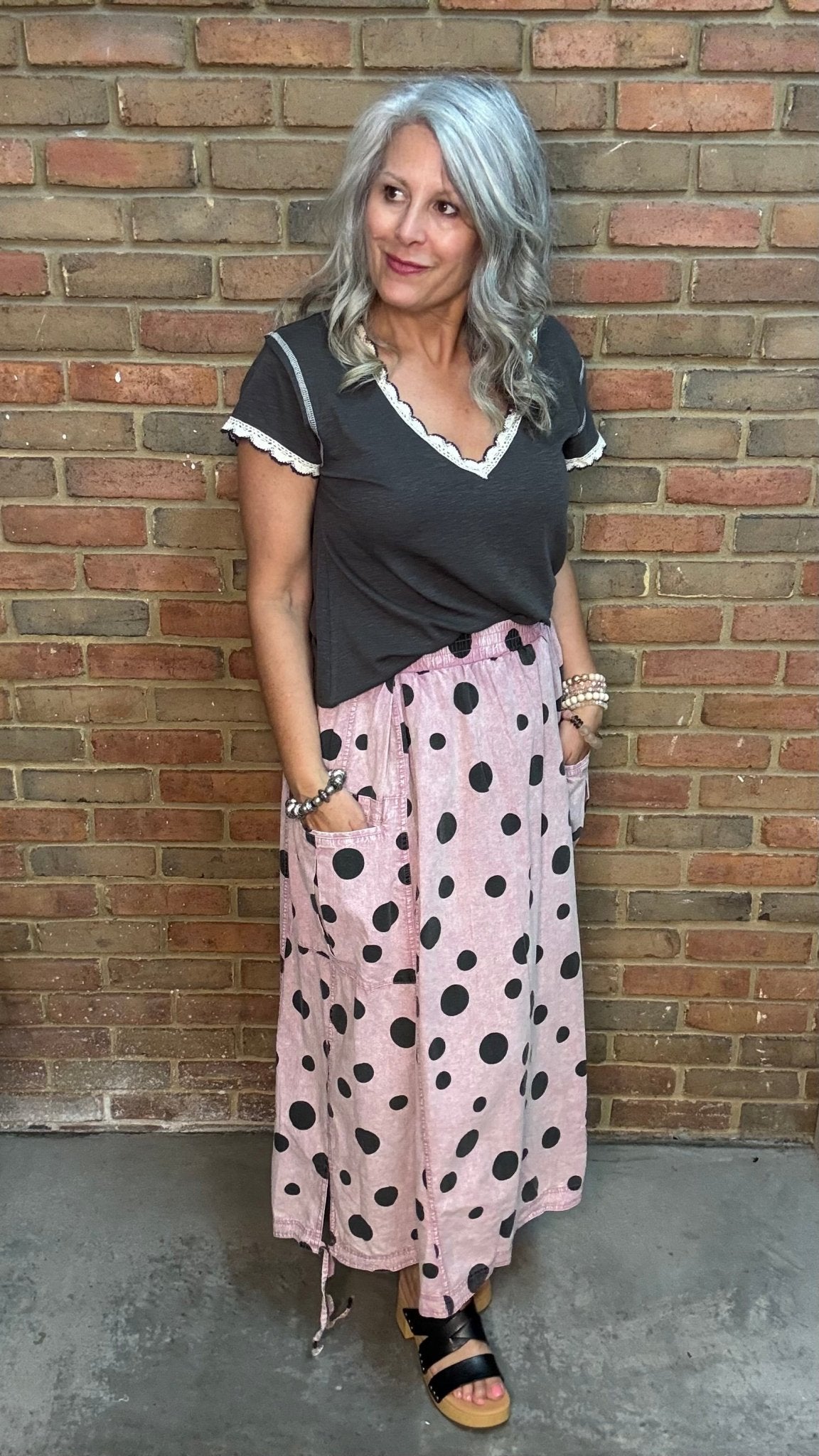 Polka Dot Dusty Rose Skirt - Vintage Vault Boutique