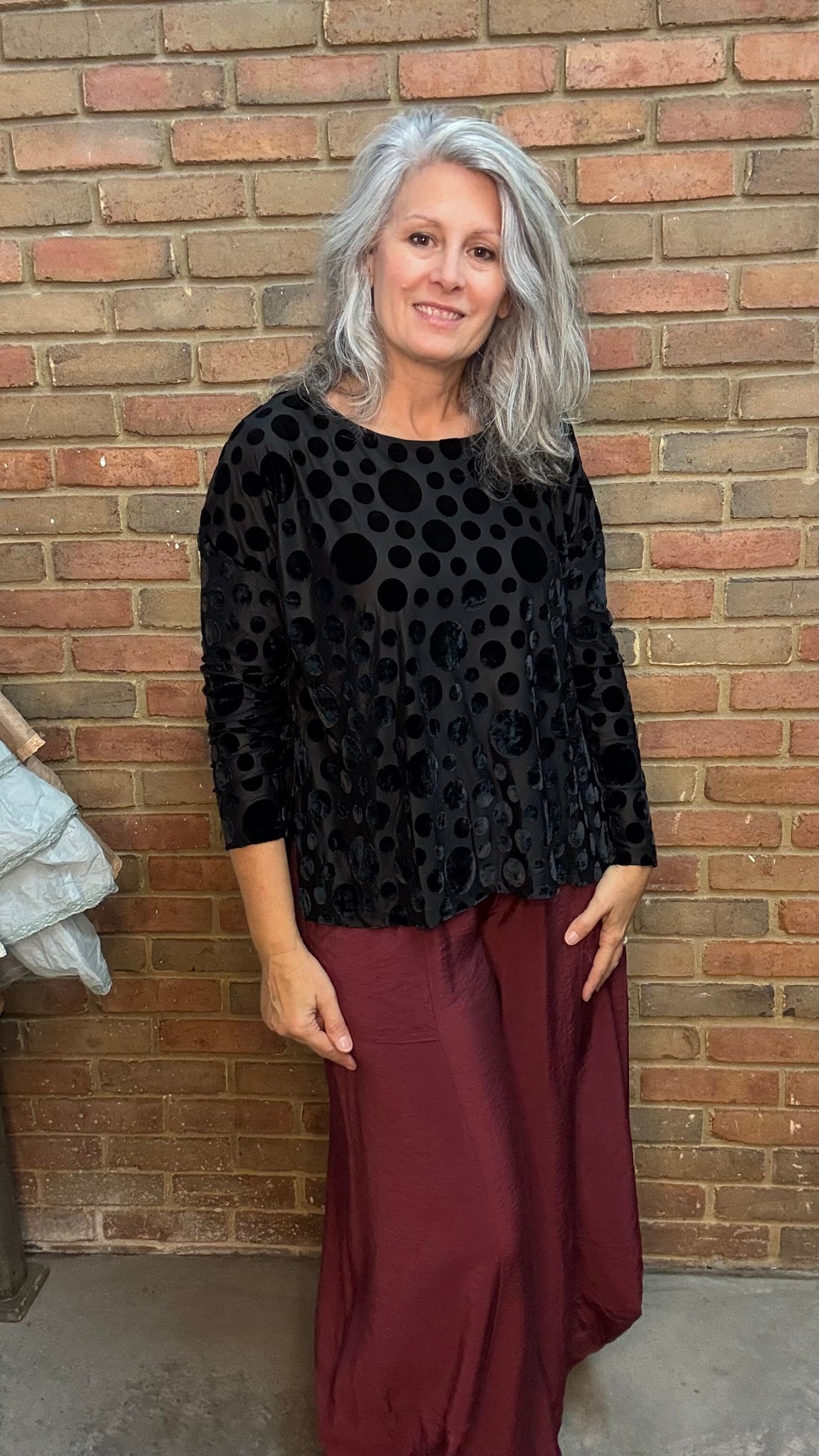 Black Velvet Burnout Top