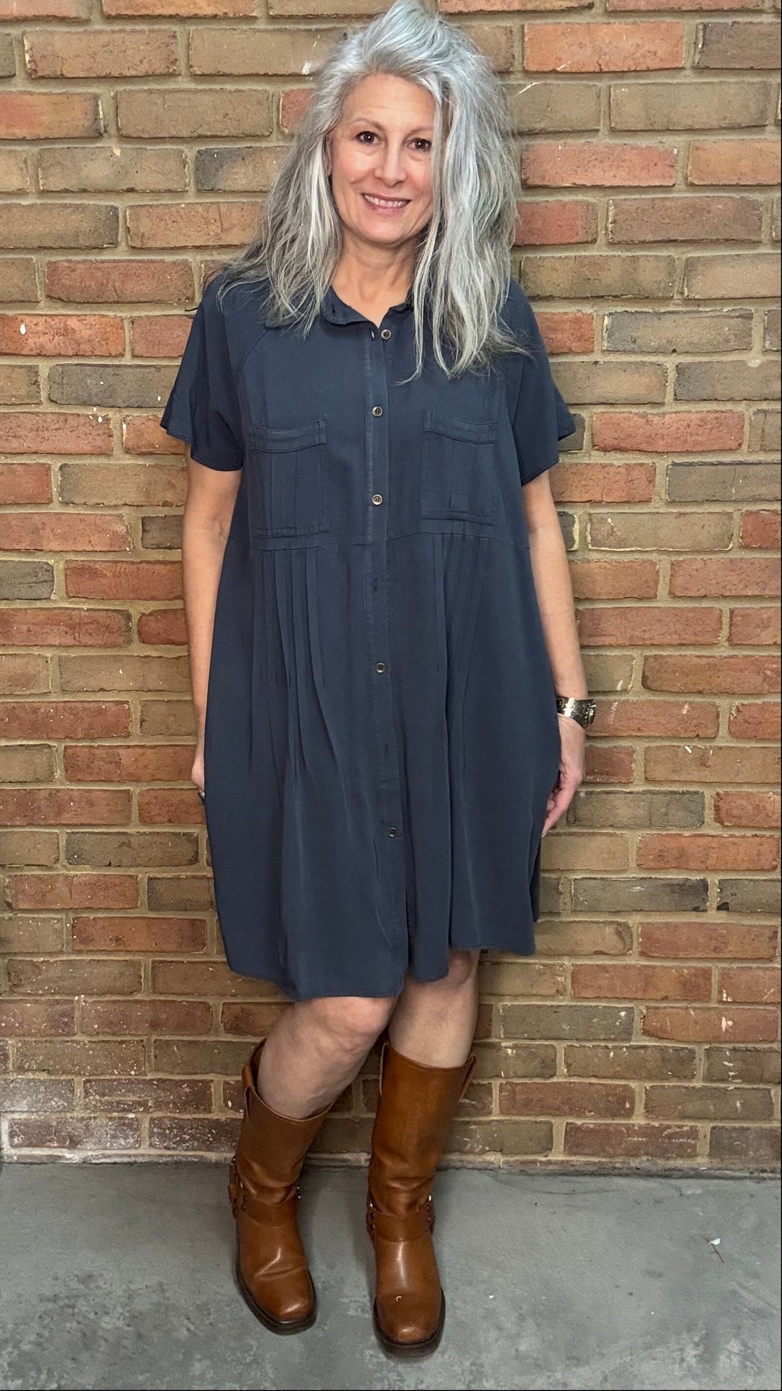 Charcoal PIntuck Shirt/Dress