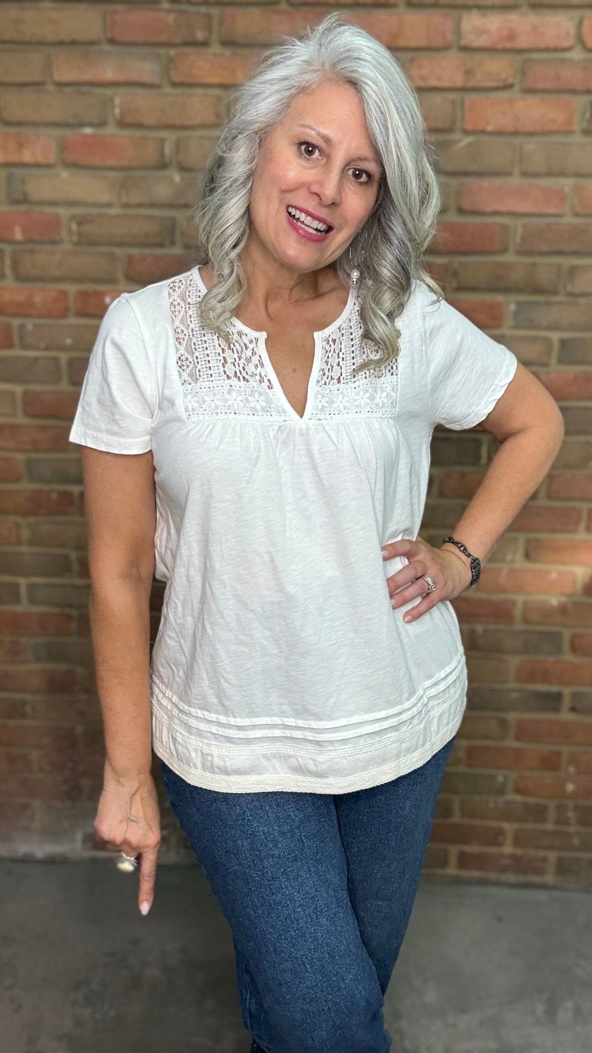 Lace Trim Cotton Top - Vintage Vault Boutique