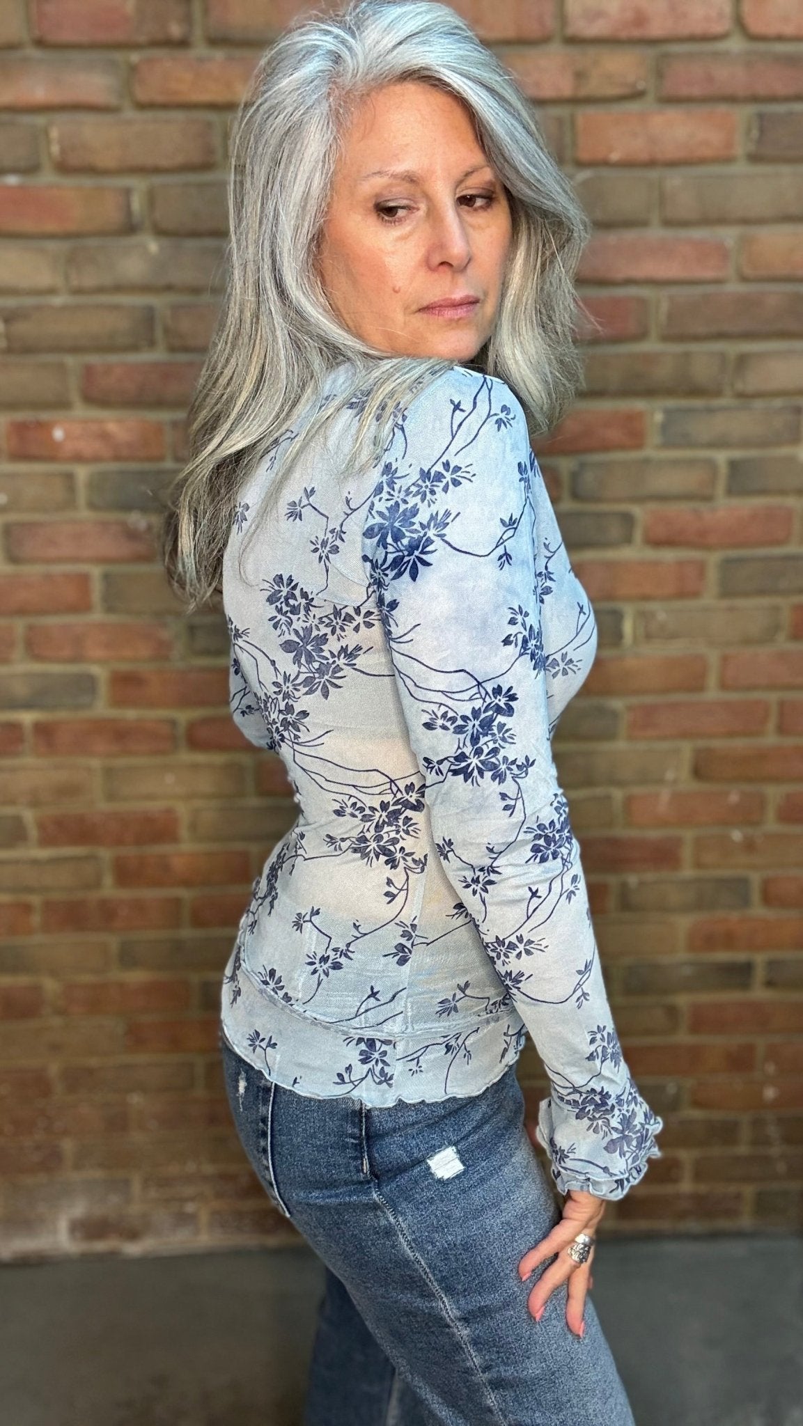 Burn Out Sheer Mesh Top - Vintage Vault Boutique