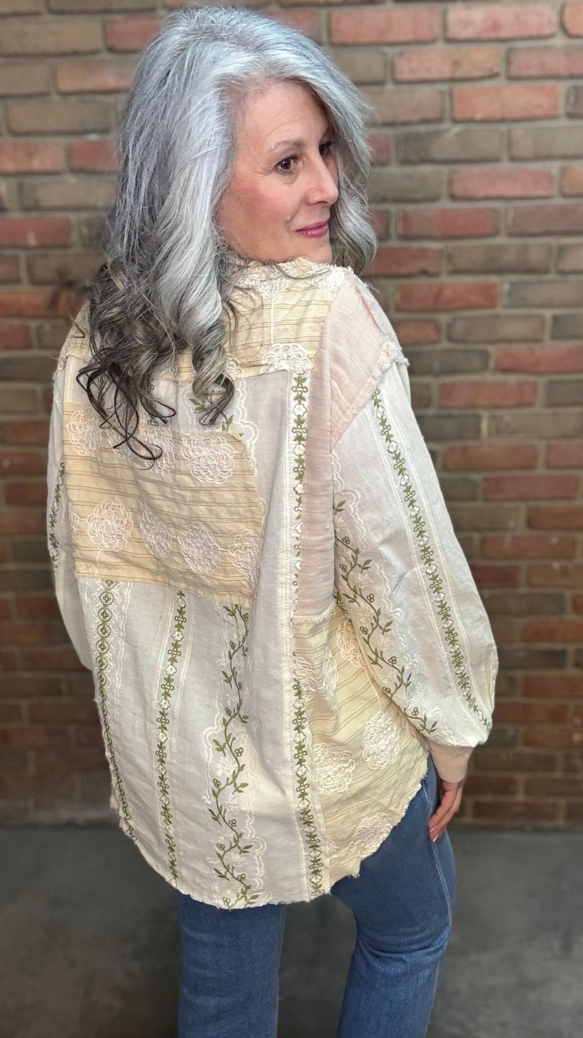 Mix Media Button Up Shirt - Vintage Vault Boutique