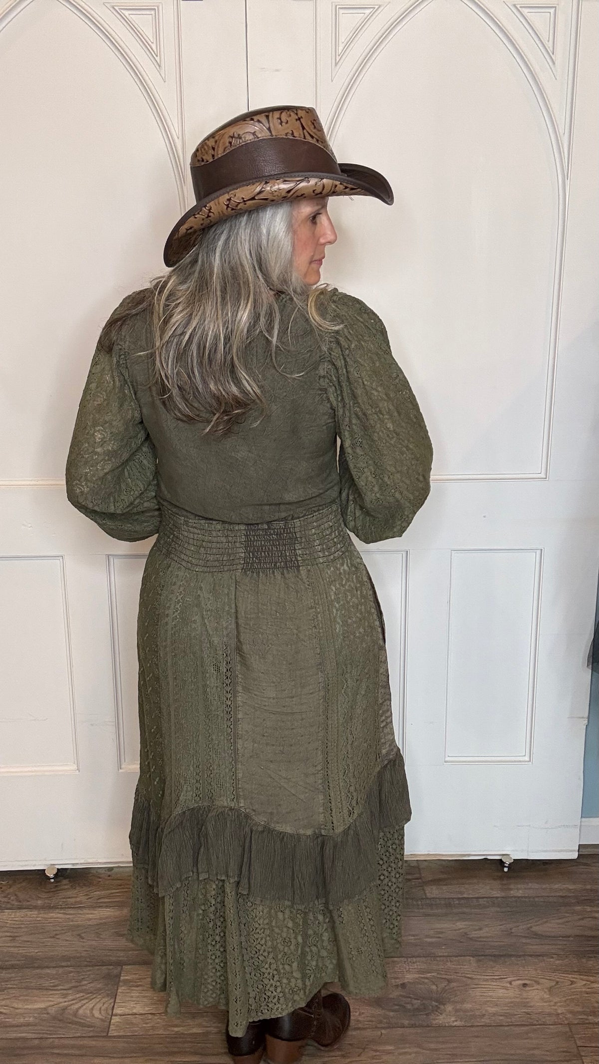 Smocked Waist Western Dress