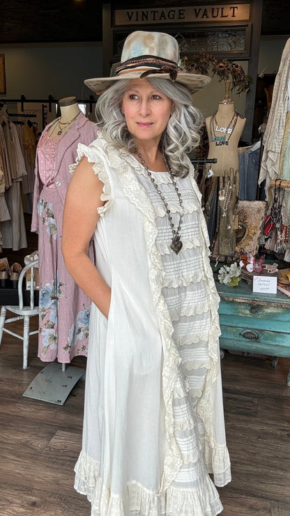 ANCOLIE - ECRU DRESS - Vintage Vault Boutique