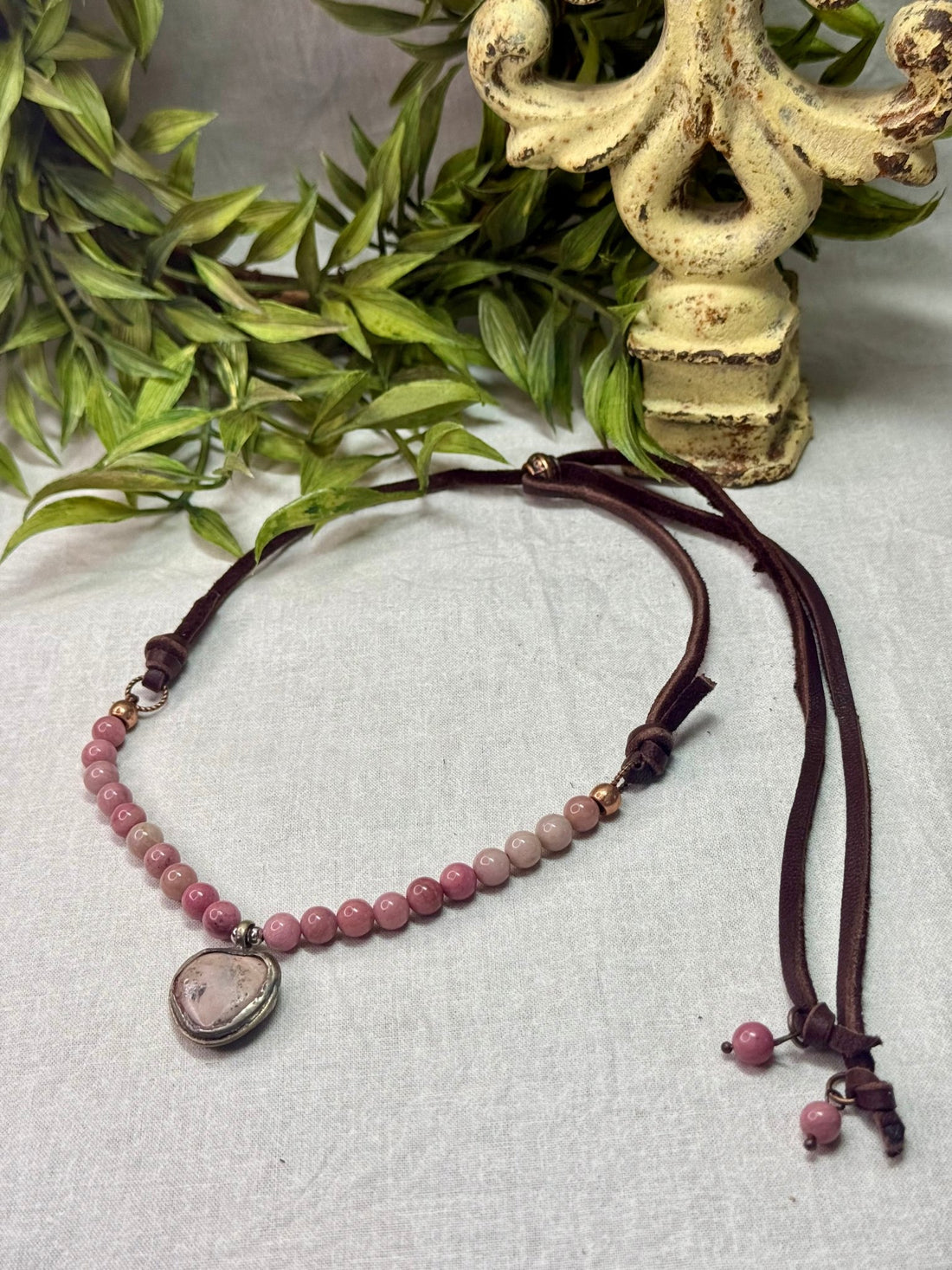 Pink Heart on Pink Beads Necklace - Vintage Vault Boutique