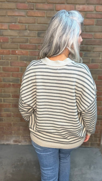 Striped Button Up Cardigan - Vintage Vault Boutique