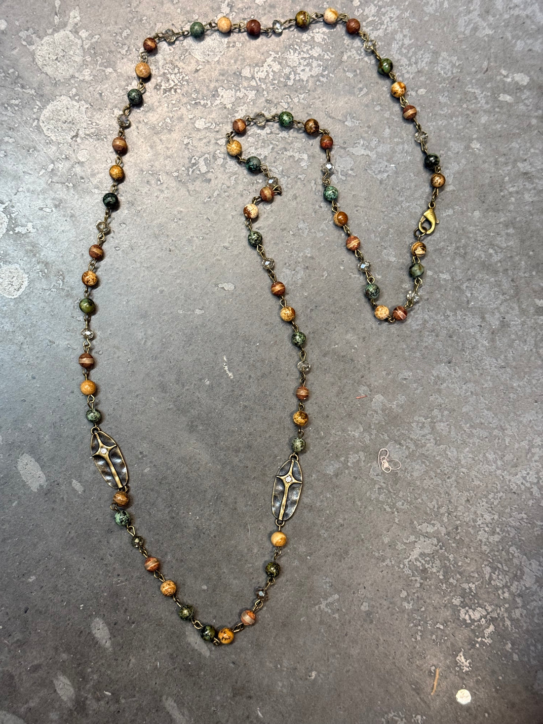 Rondelle Green Stone Long Necklace