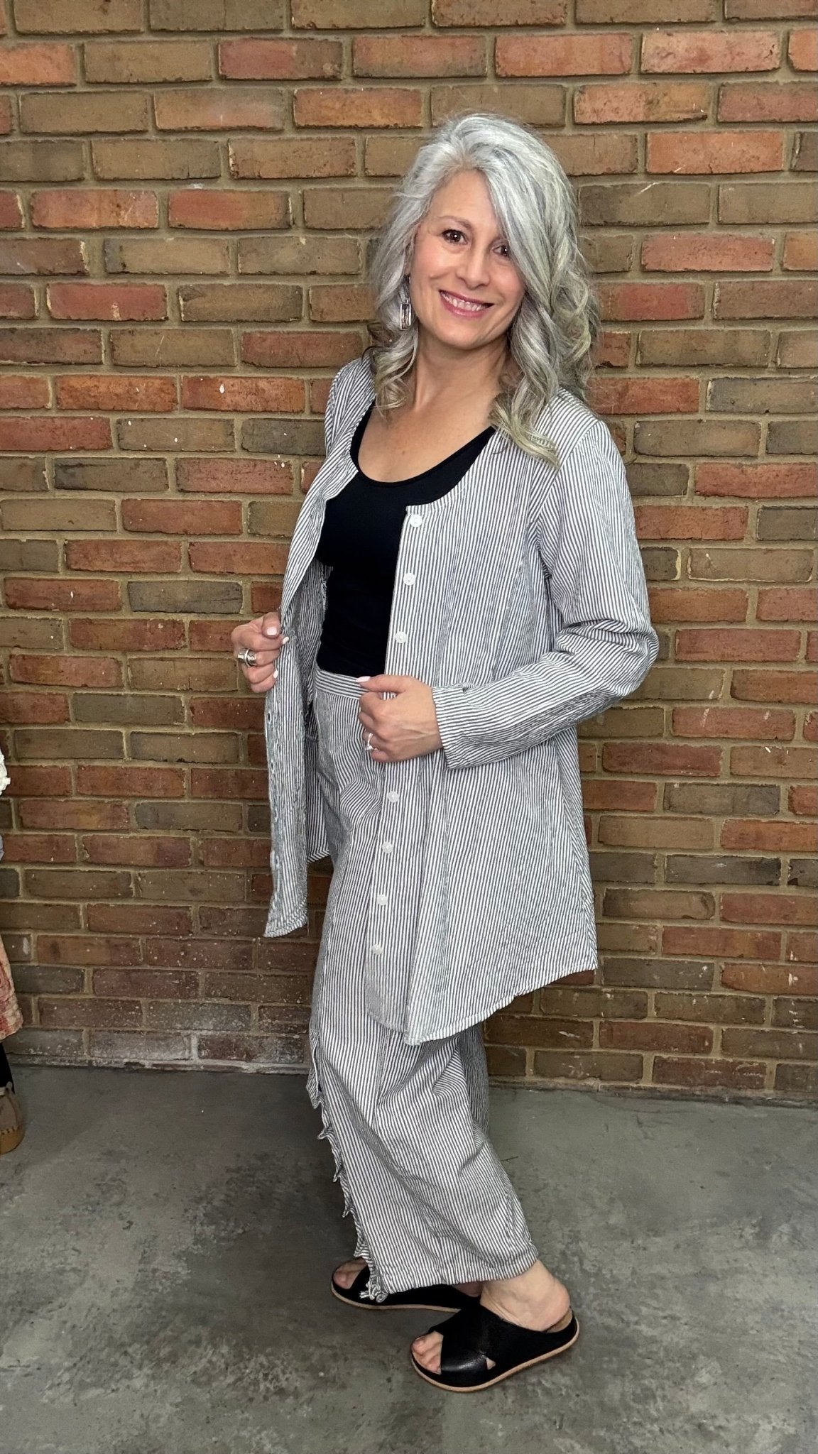 Ivy Jacket in Ticking - Vintage Vault Boutique