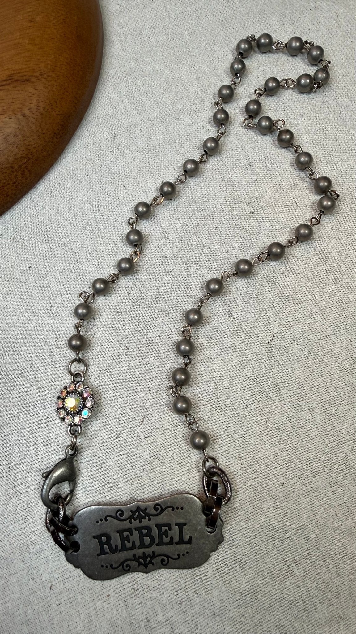Rebel Vintage Stamped Bar Necklace - Vintage Vault Boutique