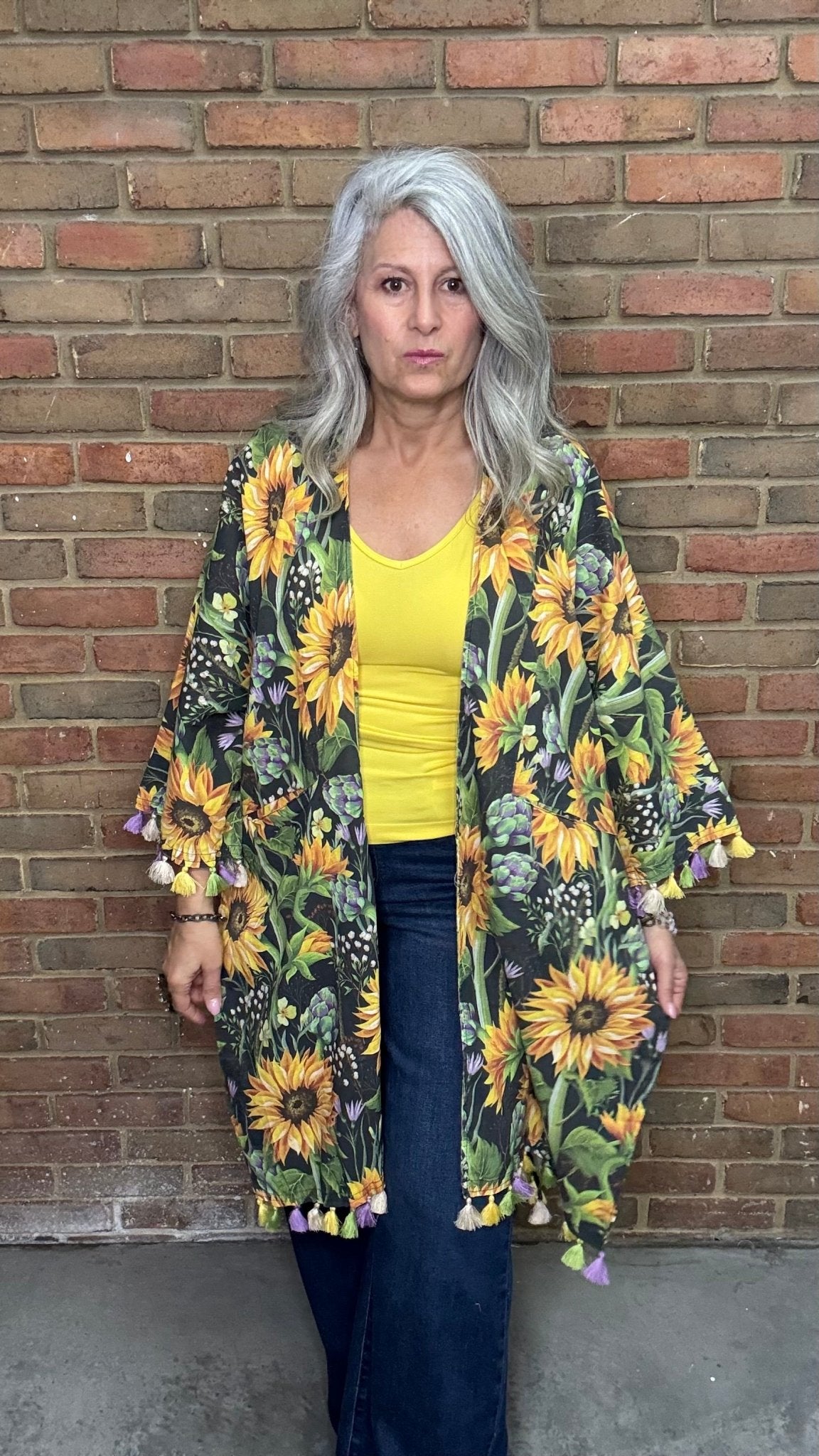 Sunflower Cotton Kimono - Vintage Vault Boutique