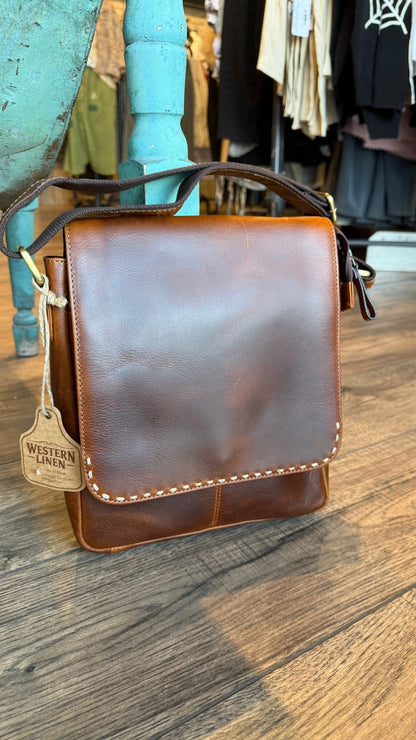 Brown Leather Messenger Bag - Vintage Vault Boutique