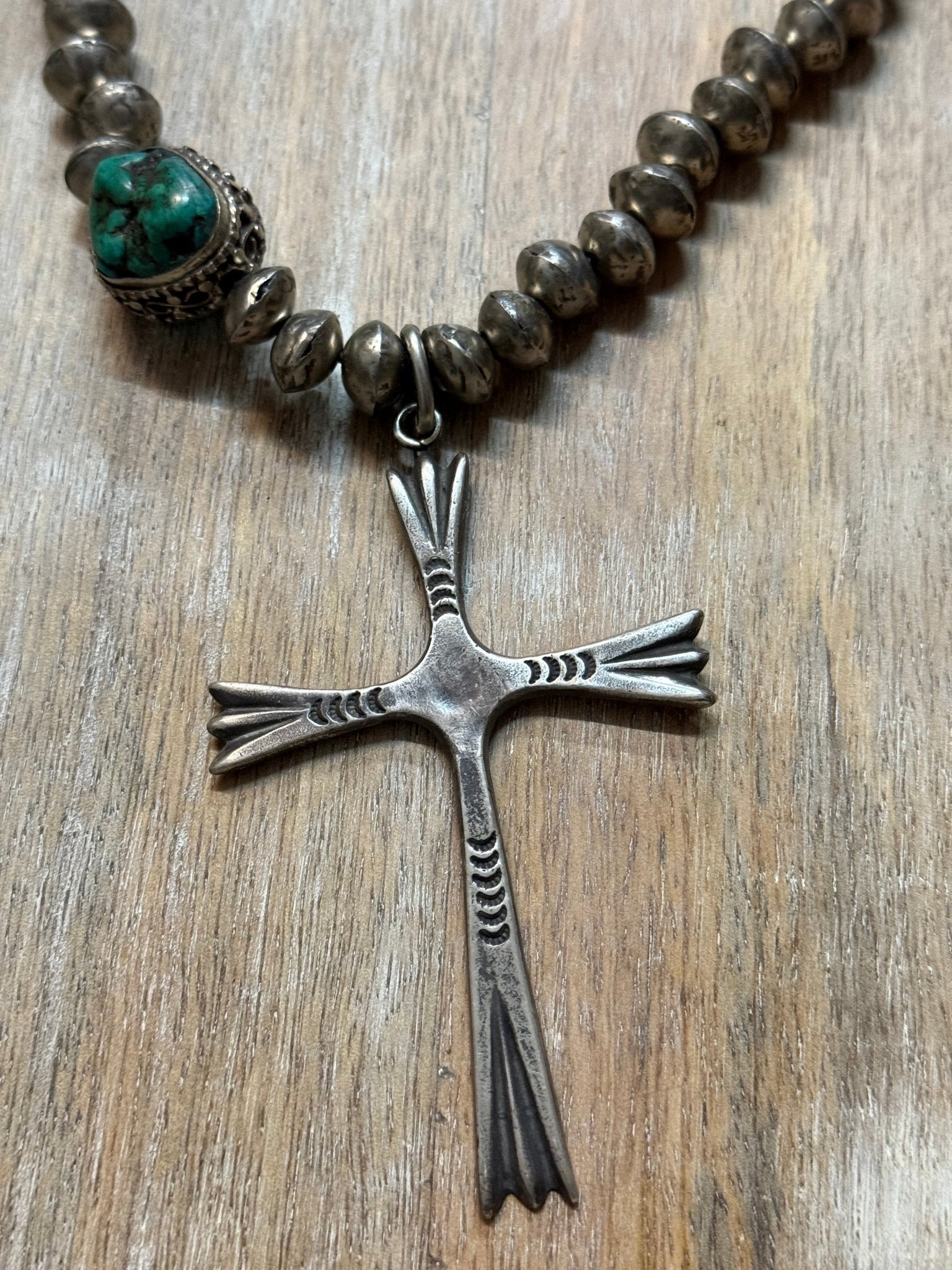 Cross with Mali Beads Necklace - Vintage Vault Boutique