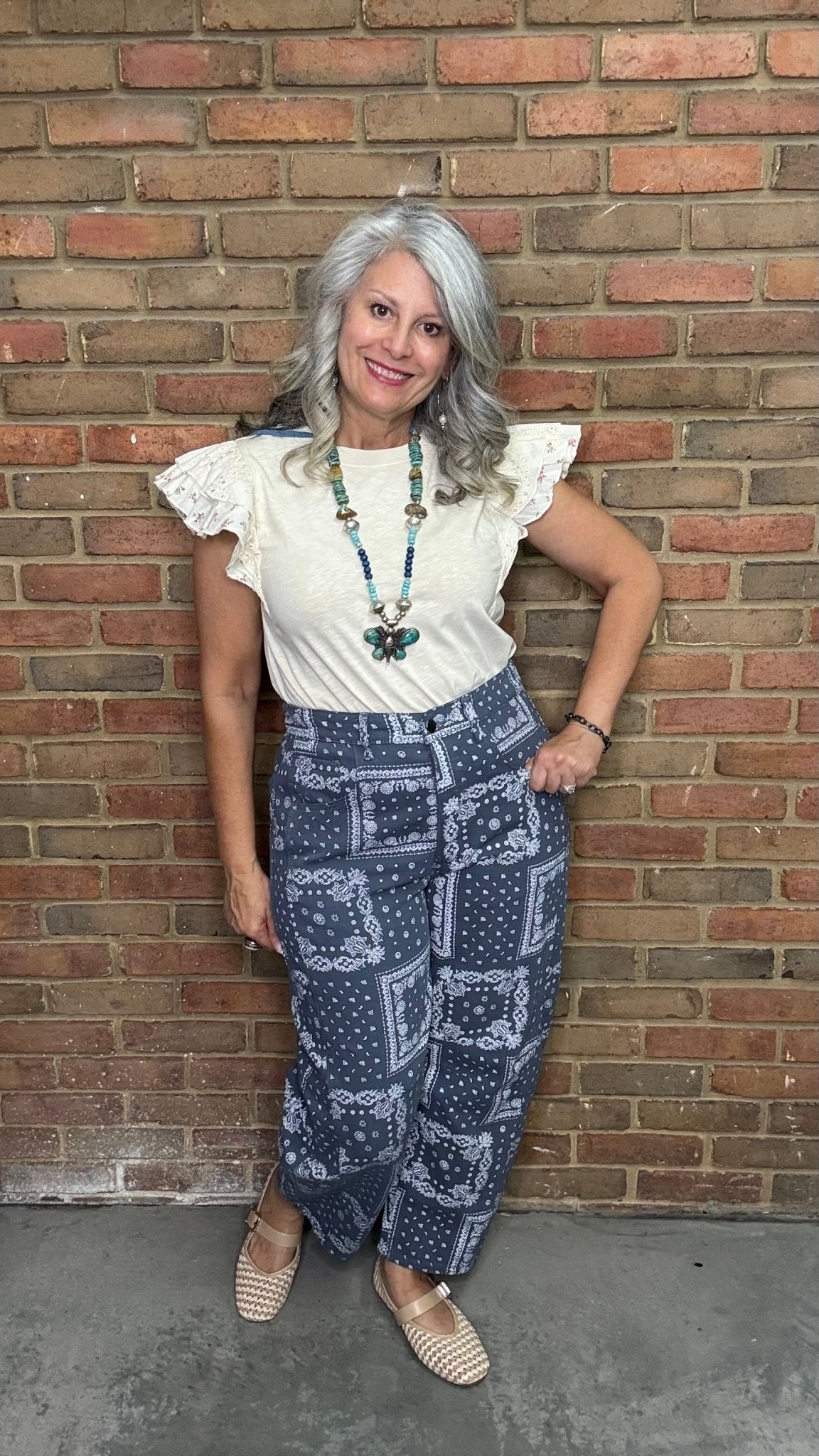 Bandana Print Barrel Pants - Vintage Vault Boutique