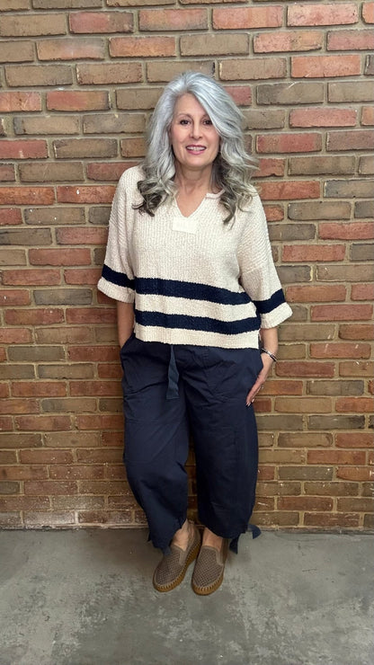 Navy Cargo Pull On Pant - Vintage Vault Boutique