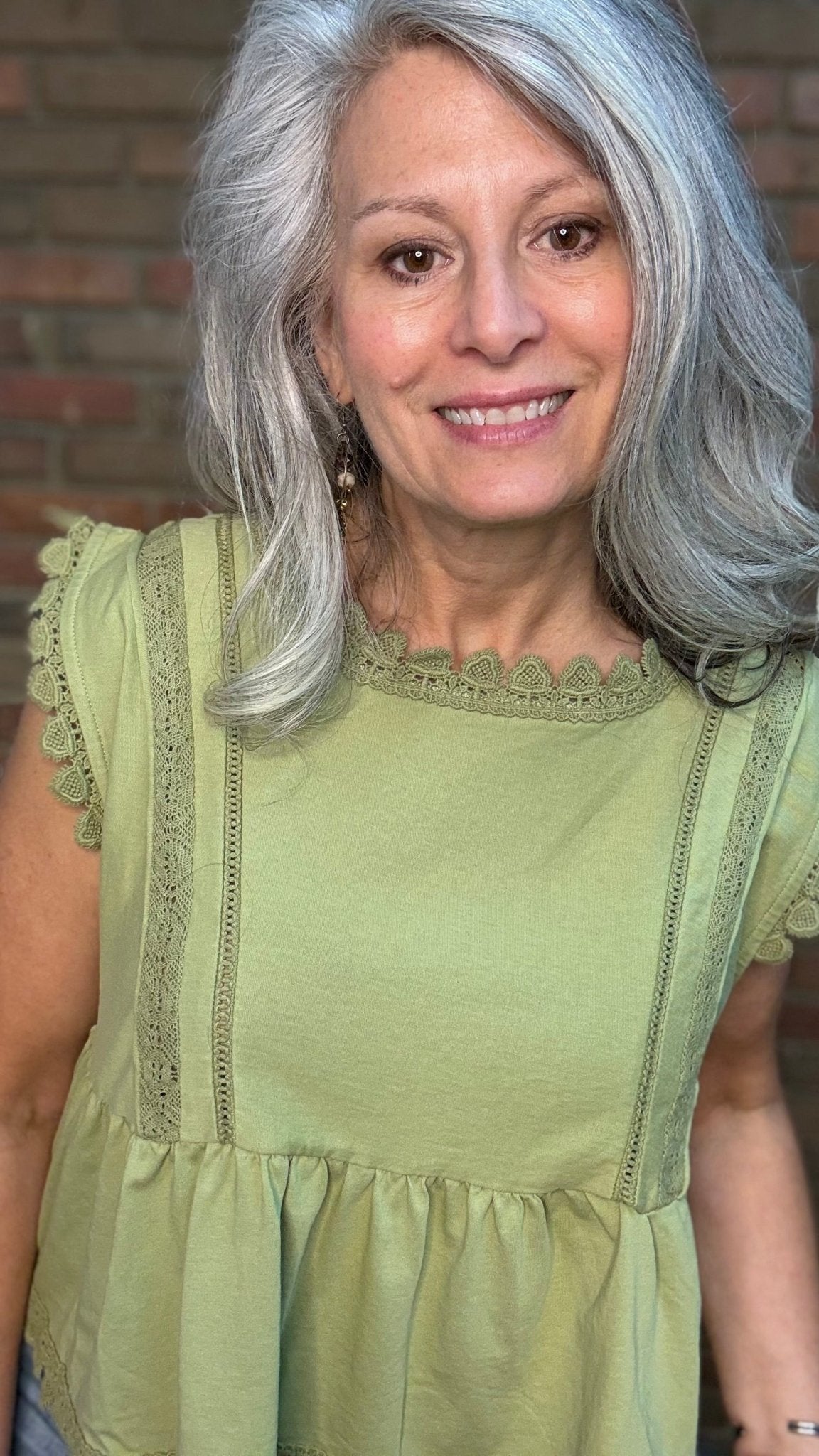 Matcha Washed Lace Sleeveless Top - Vintage Vault Boutique