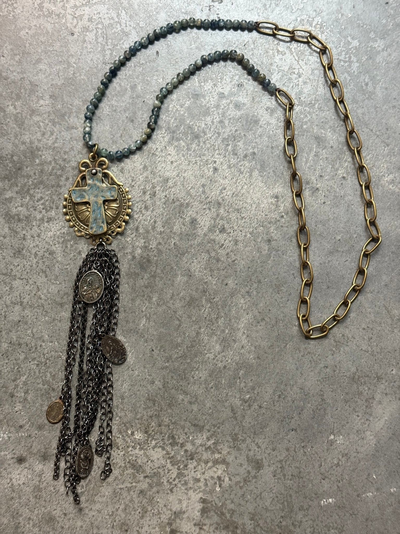 Cross Medallion with Tassel Necklace - Vintage Vault Boutique