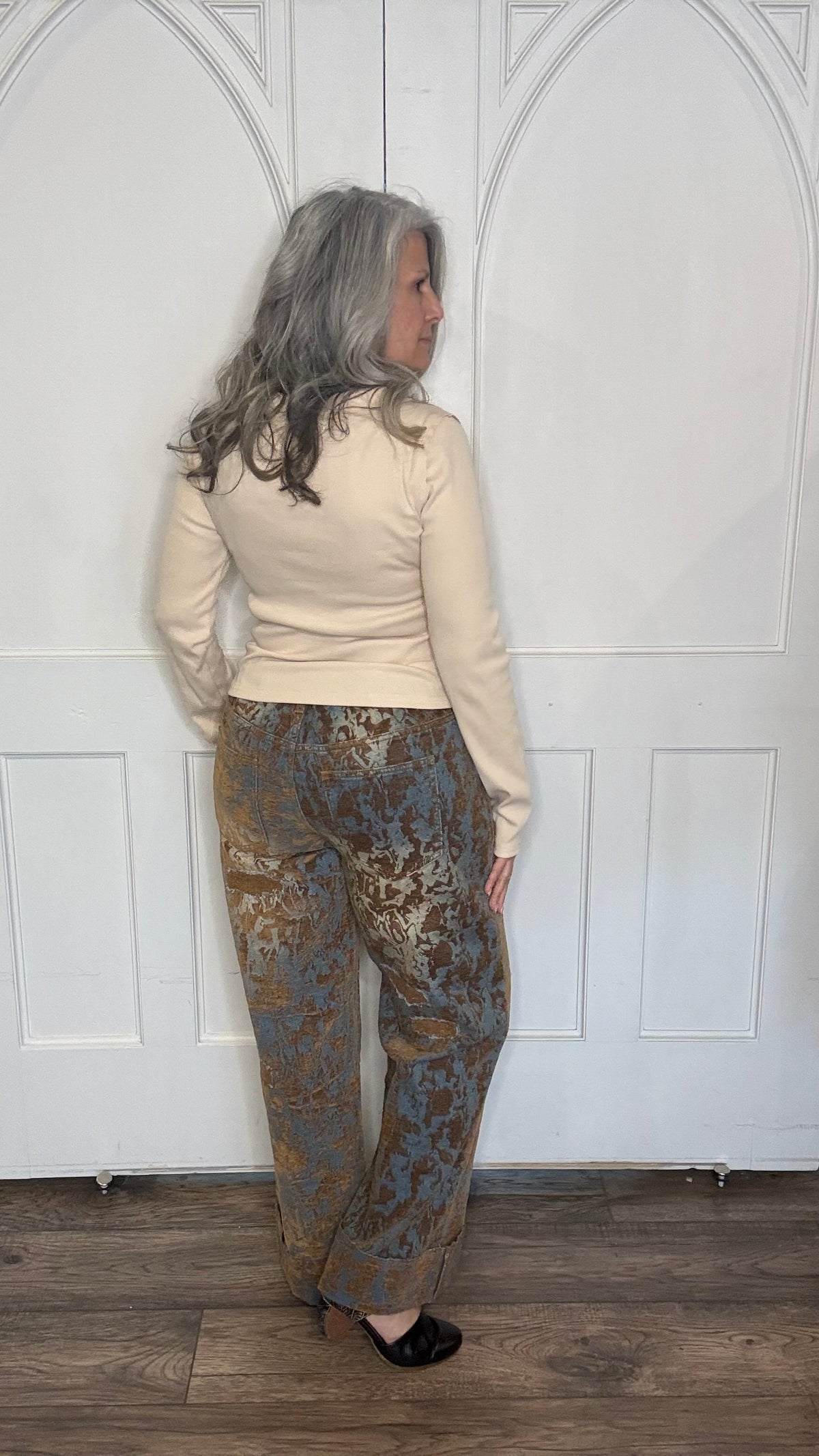 Burn Out Distressed Wide Leg Pants