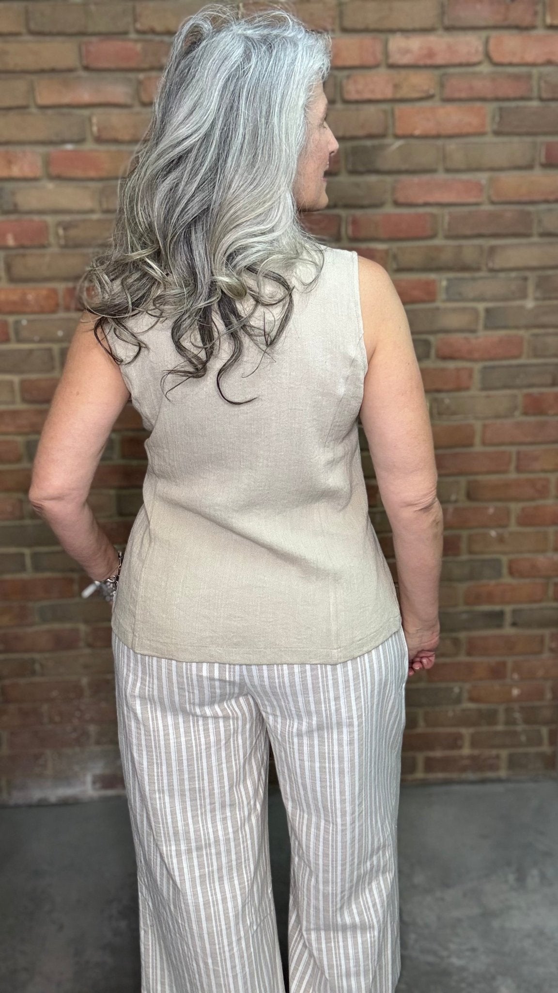 Taupe Wrap Style Vest - Vintage Vault Boutique