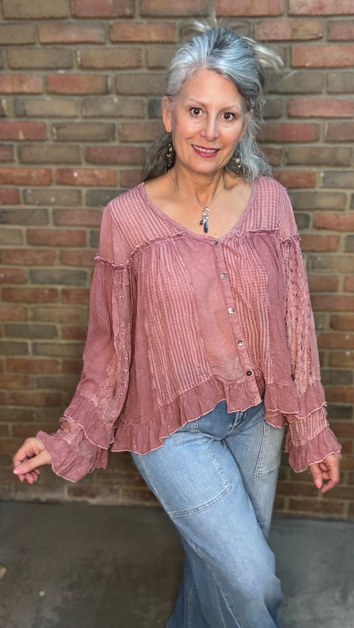 Dreamy V-Neck Ruffled Top - Vintage Vault Boutique
