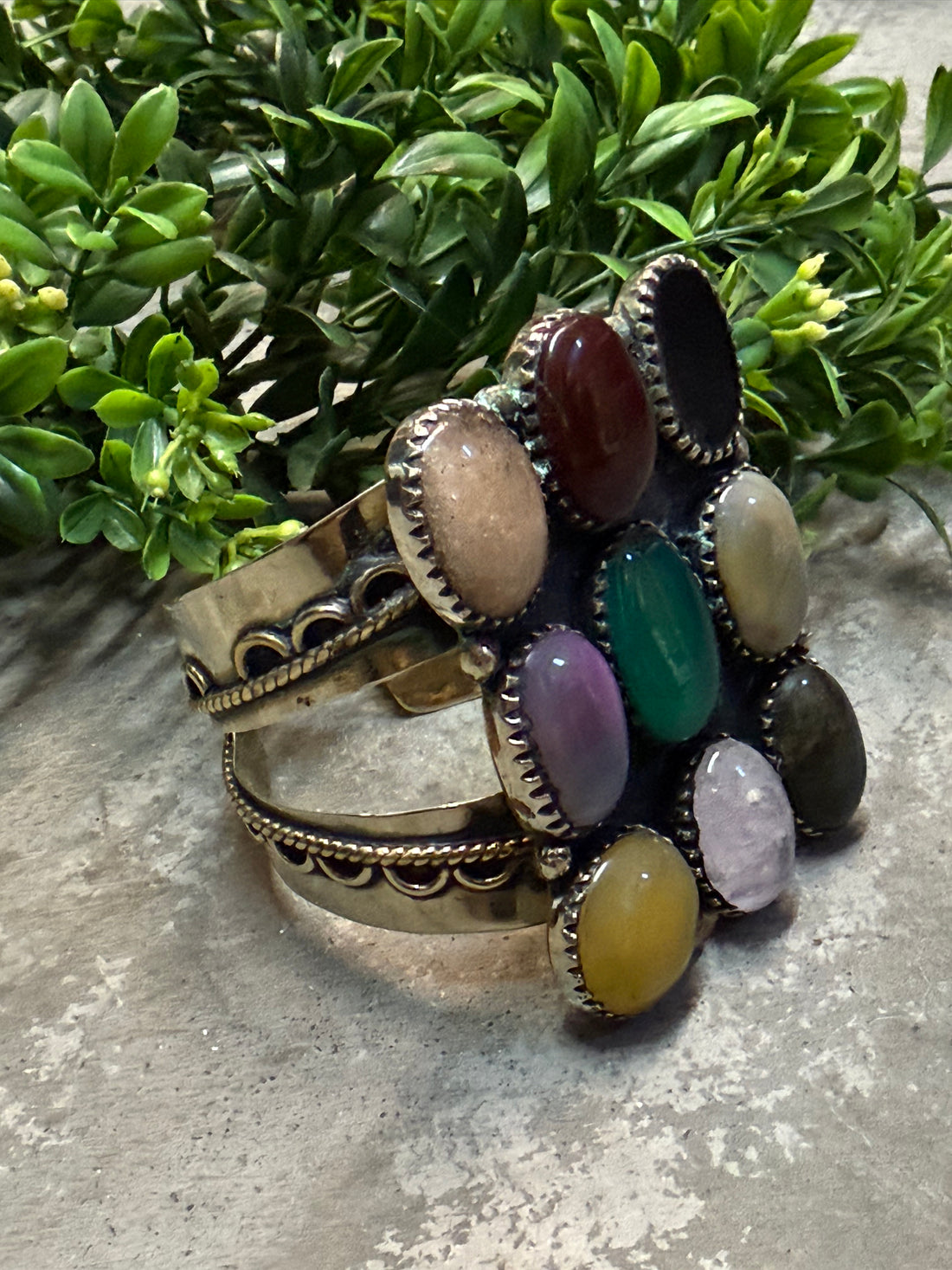 Multi Stone Matrix Cuff Bracelet