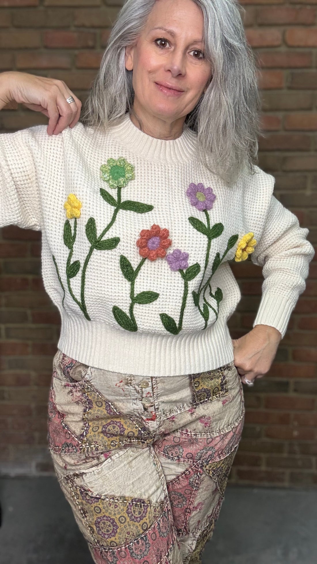Embroidery Flower Garden Sweater