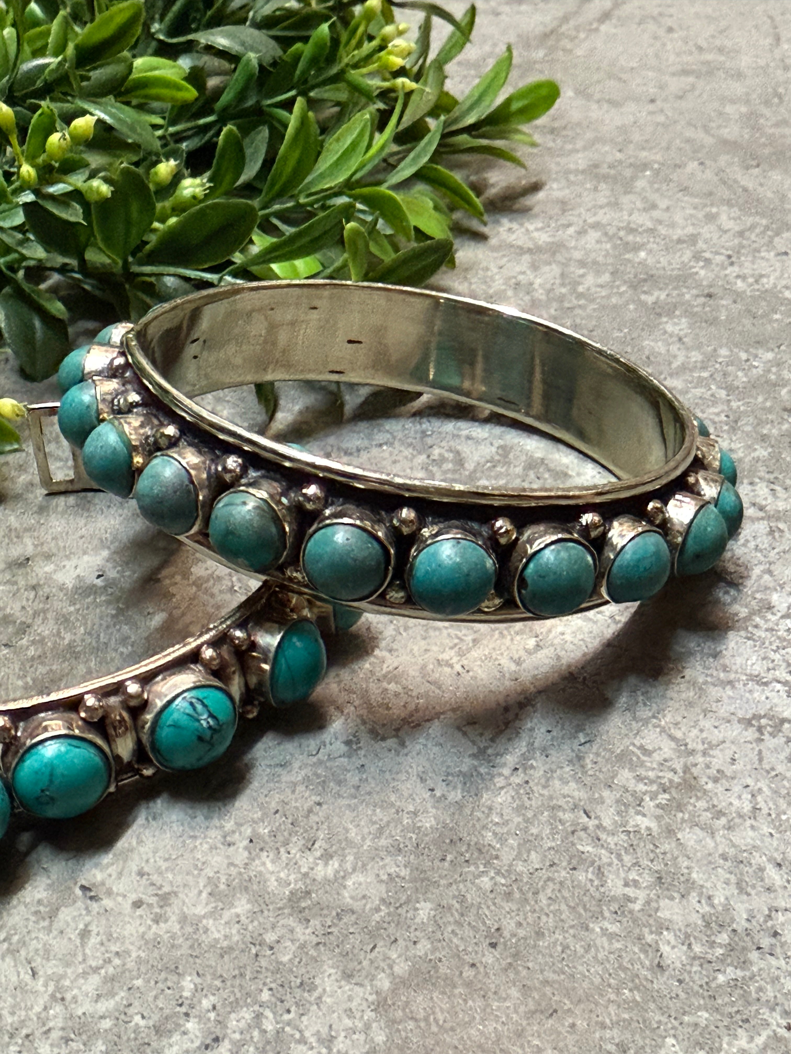 Small Turquoise Stone and Silver Bracelet