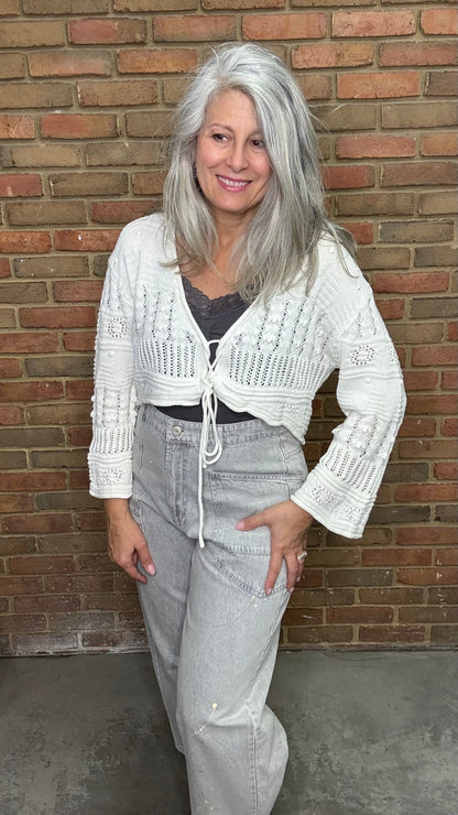Knit Bell Sleeve Crop Sweater Top