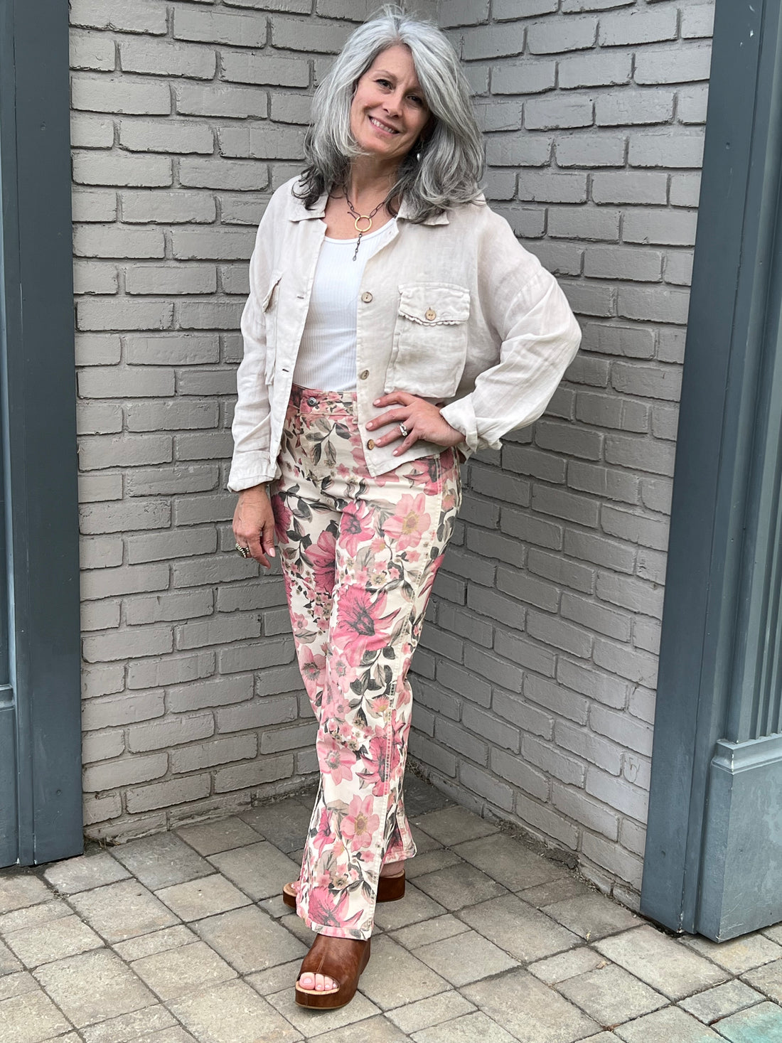 Reversible Floral/Beige Pant