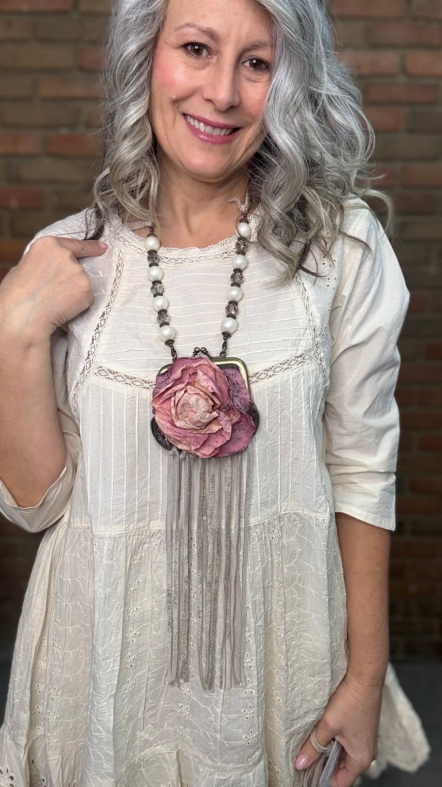 Rose Flower Purse Necklace