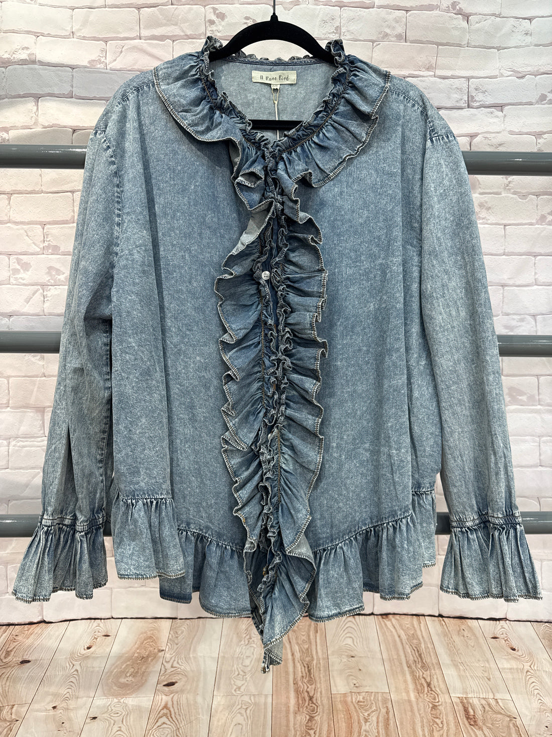 Denim Ruffle Shirt