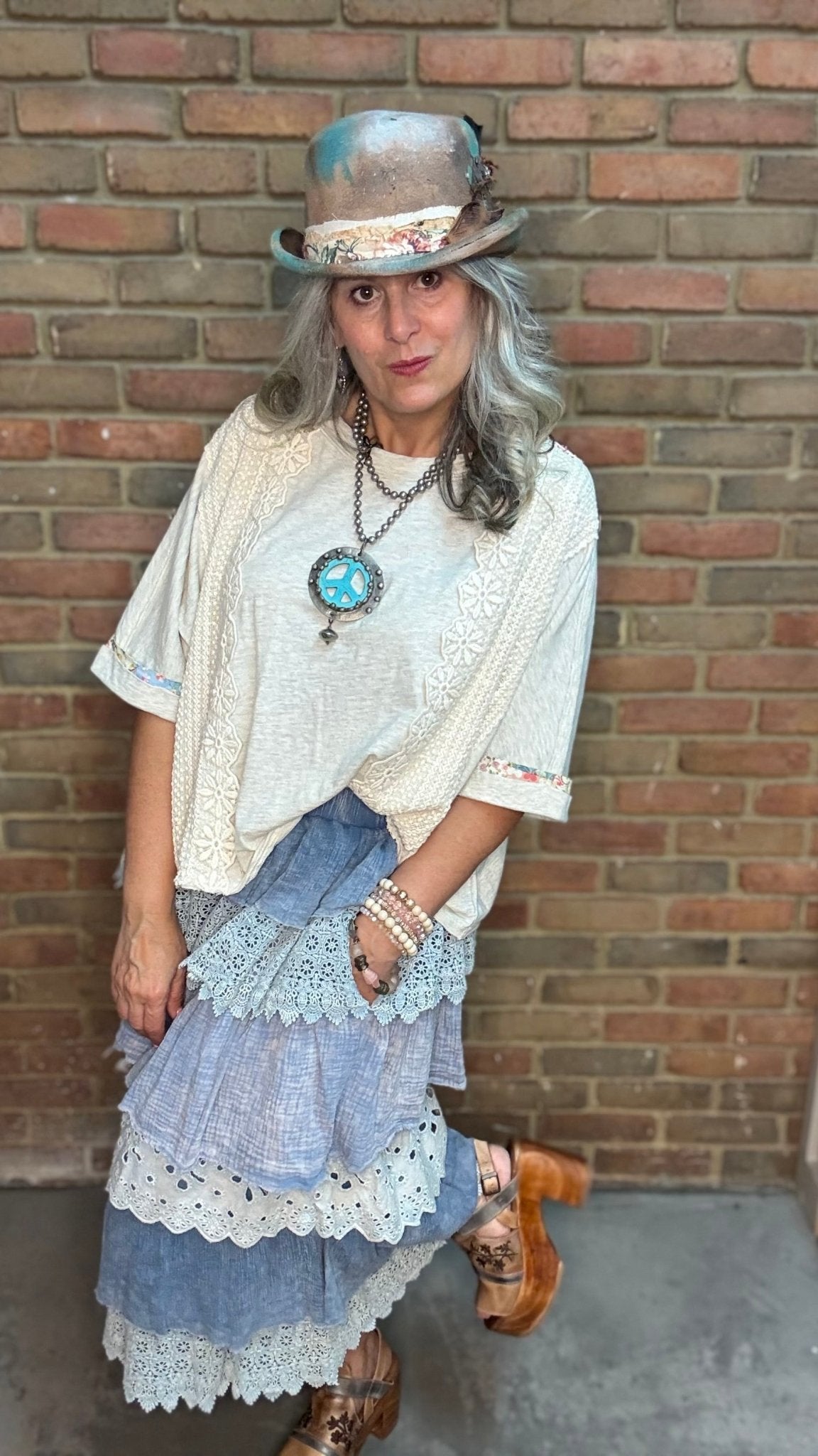 Crochet Lace Crew Neck Top - Vintage Vault Boutique