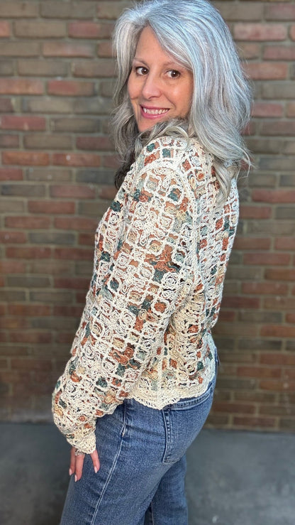 Boho Patchwork Crochet Cardigan - Vintage Vault Boutique