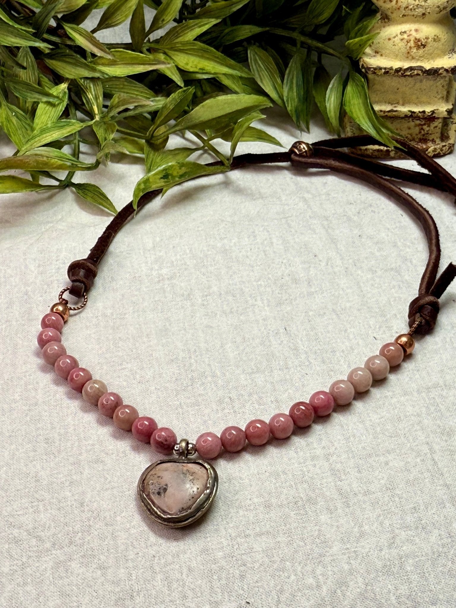 Pink Heart on Pink Beads Necklace - Vintage Vault Boutique