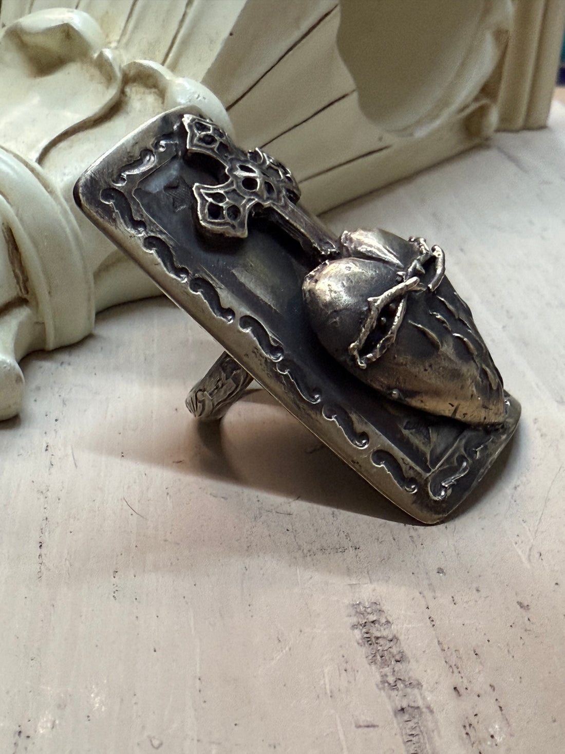 Bleeding Heart with Cross Ring