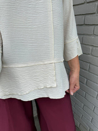 Cream Airflow Button Detail Tunic