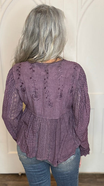 Boho Lace Peplum Top