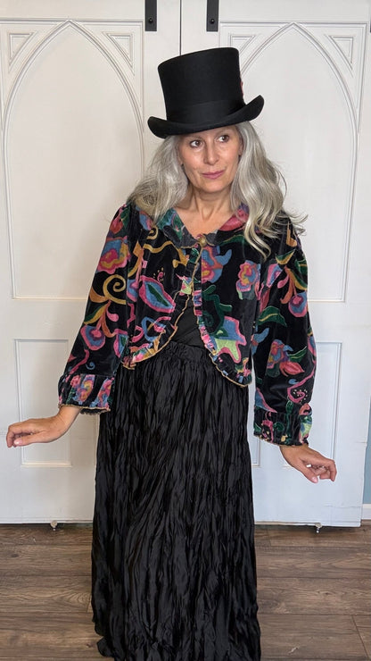 Black Velvet Crop Jacket - Vintage Vault Boutique