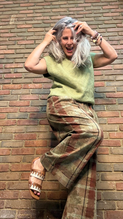 Olive Brown Plaid Pants
