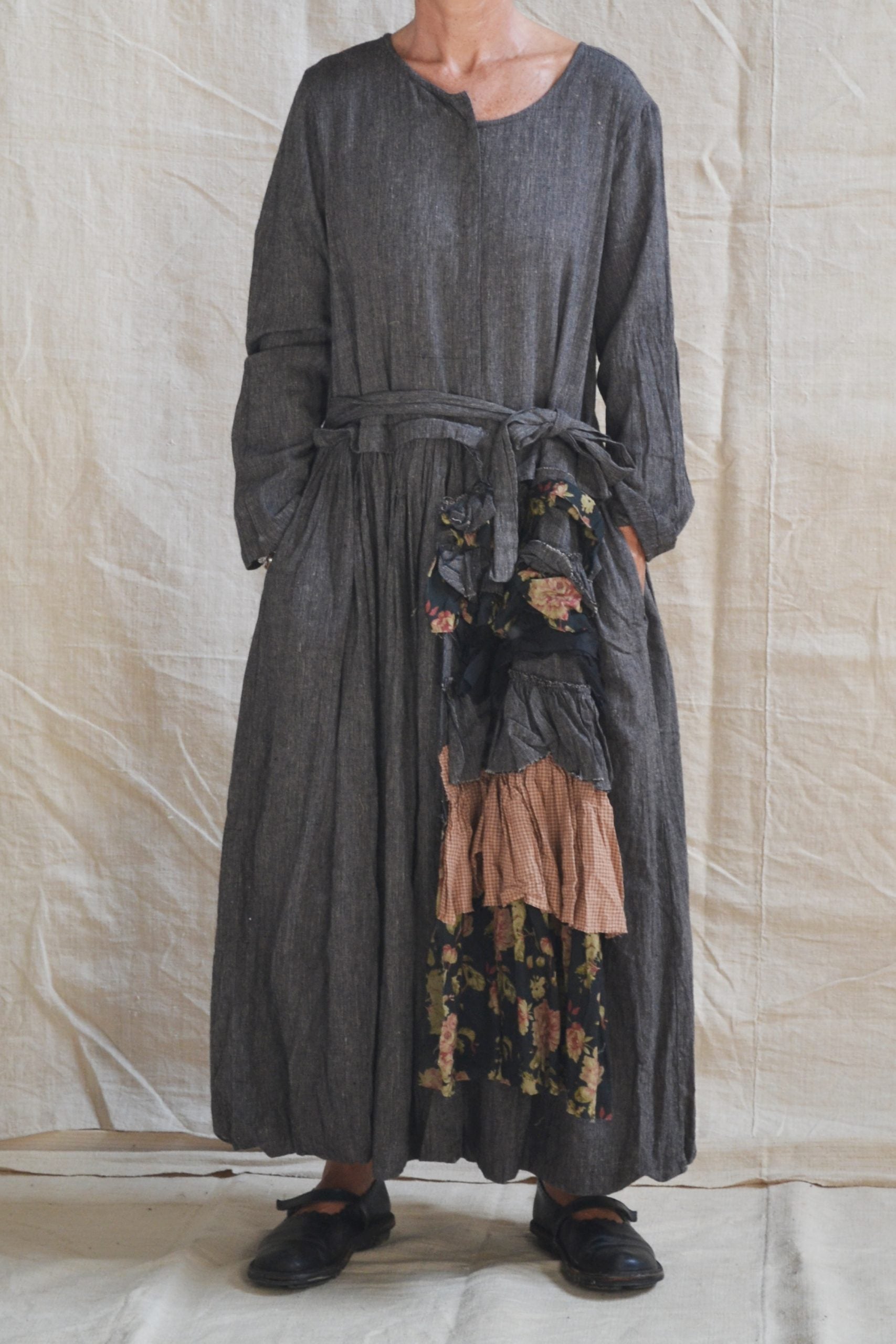 Black Linen Country Dress