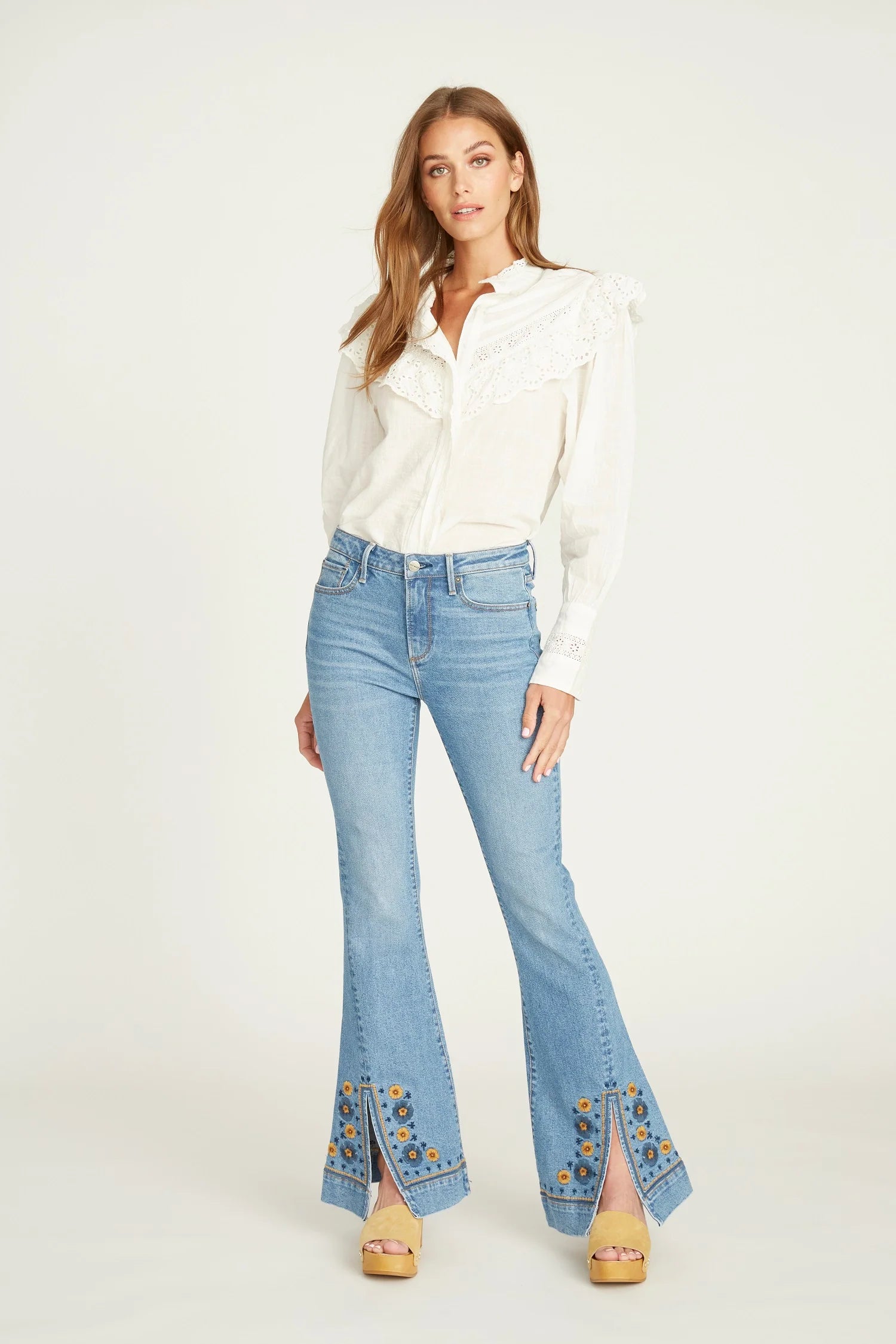 Farrah Flare - Golden Slit Flare Jean