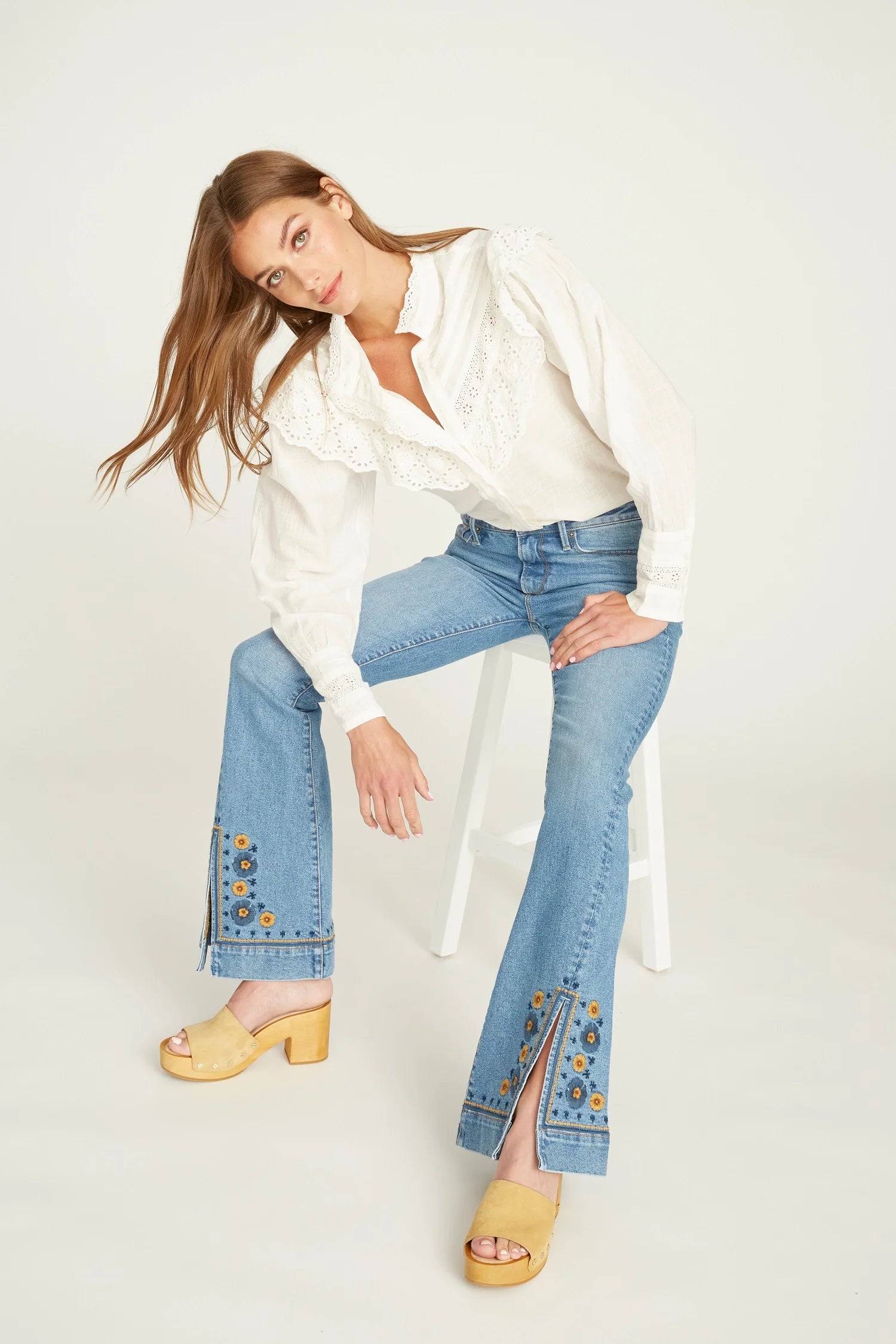 Farrah Flare - Golden Slit Flare Jean