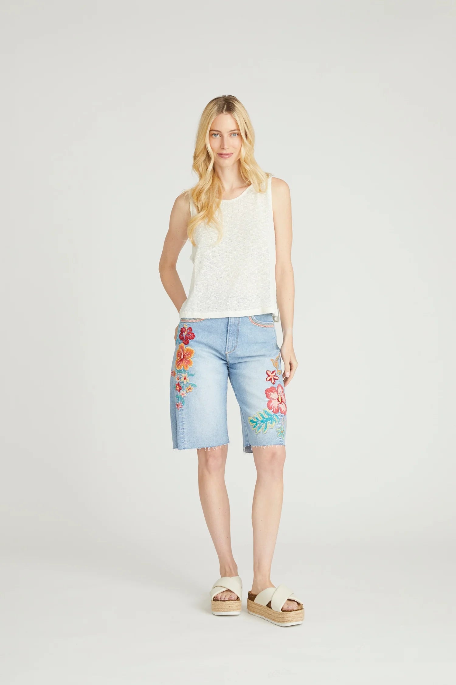 Hibiscus Denim Jorts