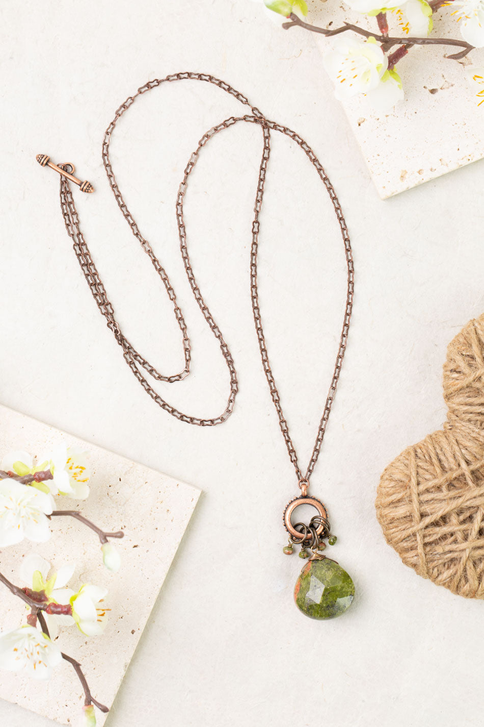 Dominion 16.5 Or 32&quot; Unakite Briolette Simple Necklace
